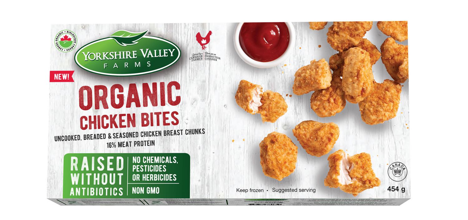 ORGANIC BREADED CHICKEN BITES 454G