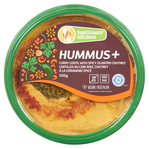 HUMMUS+ CURRY LENTIL WITH SPICY CILANTRO CHUTNEY 300G