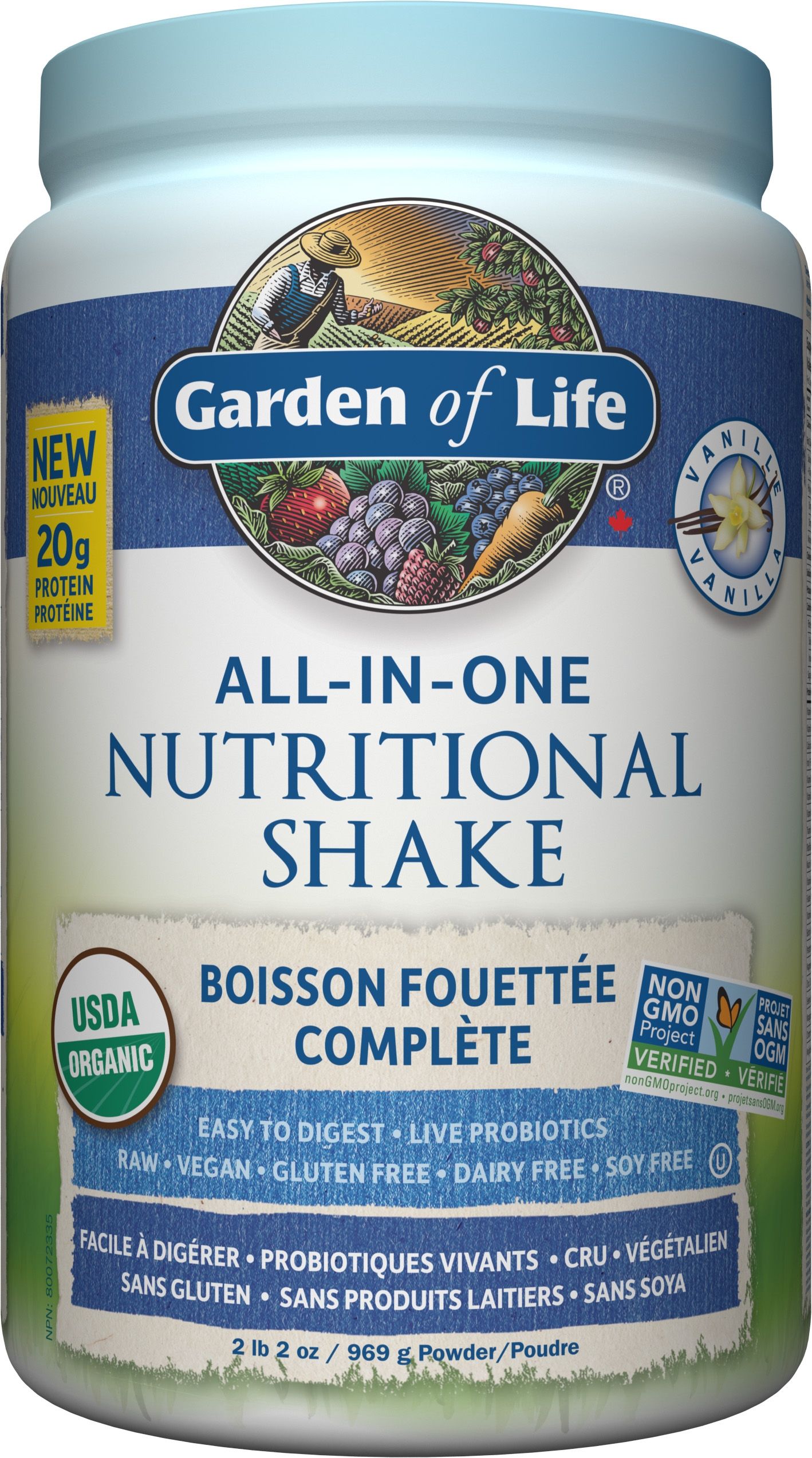 ORGANIC ALL-IN-ONE NUTRITIONAL SHAKE VANILLA 969G