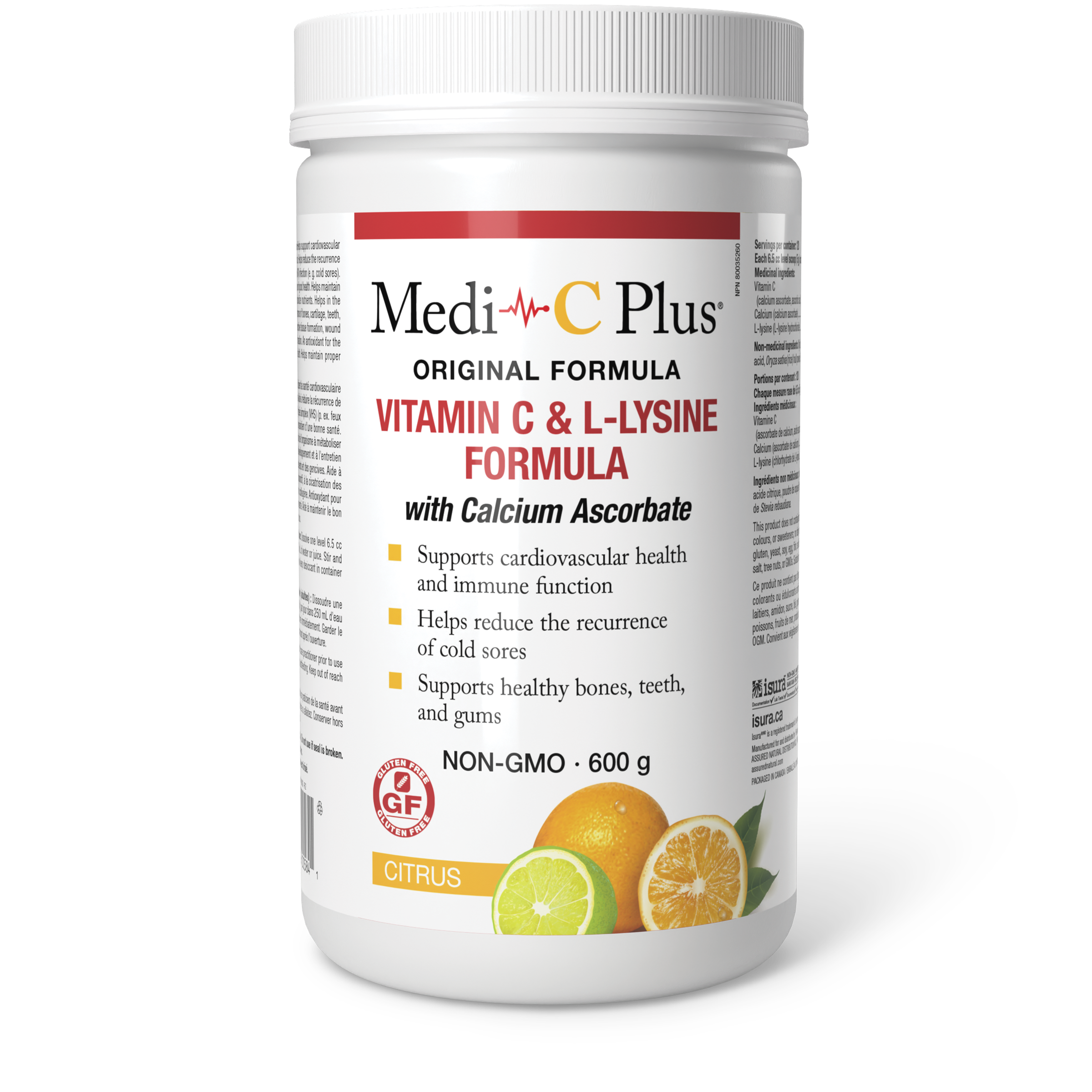 VITAMIN C & L-LYSINE WITH CALCIUM ASCORBATE - CITRUS 600G