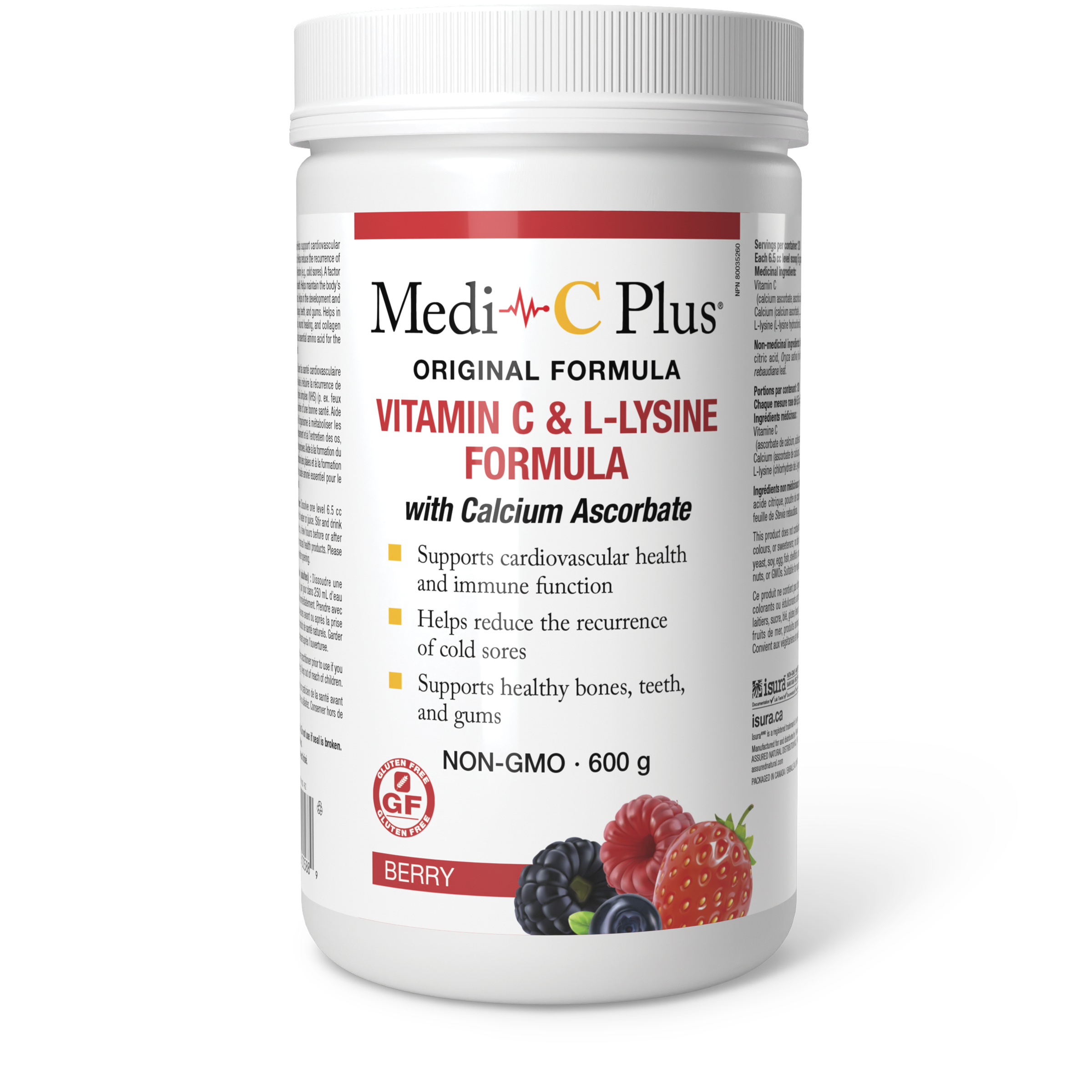 VITAMIN C & L-LYSINE FORMULA WITH CALCIUM ASCORBATE - BERRY 600G