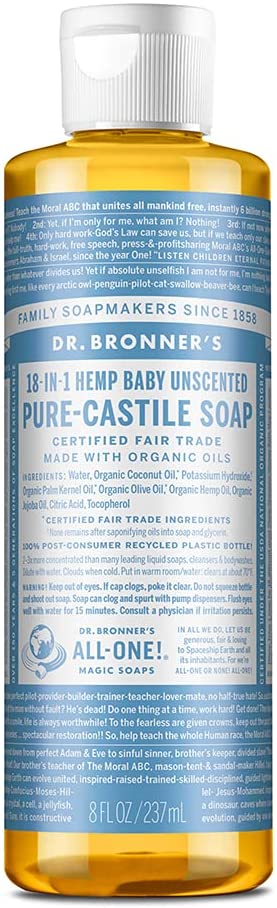 BABY UNSCENTED LIQUID CASTILLE SOAP 237ML