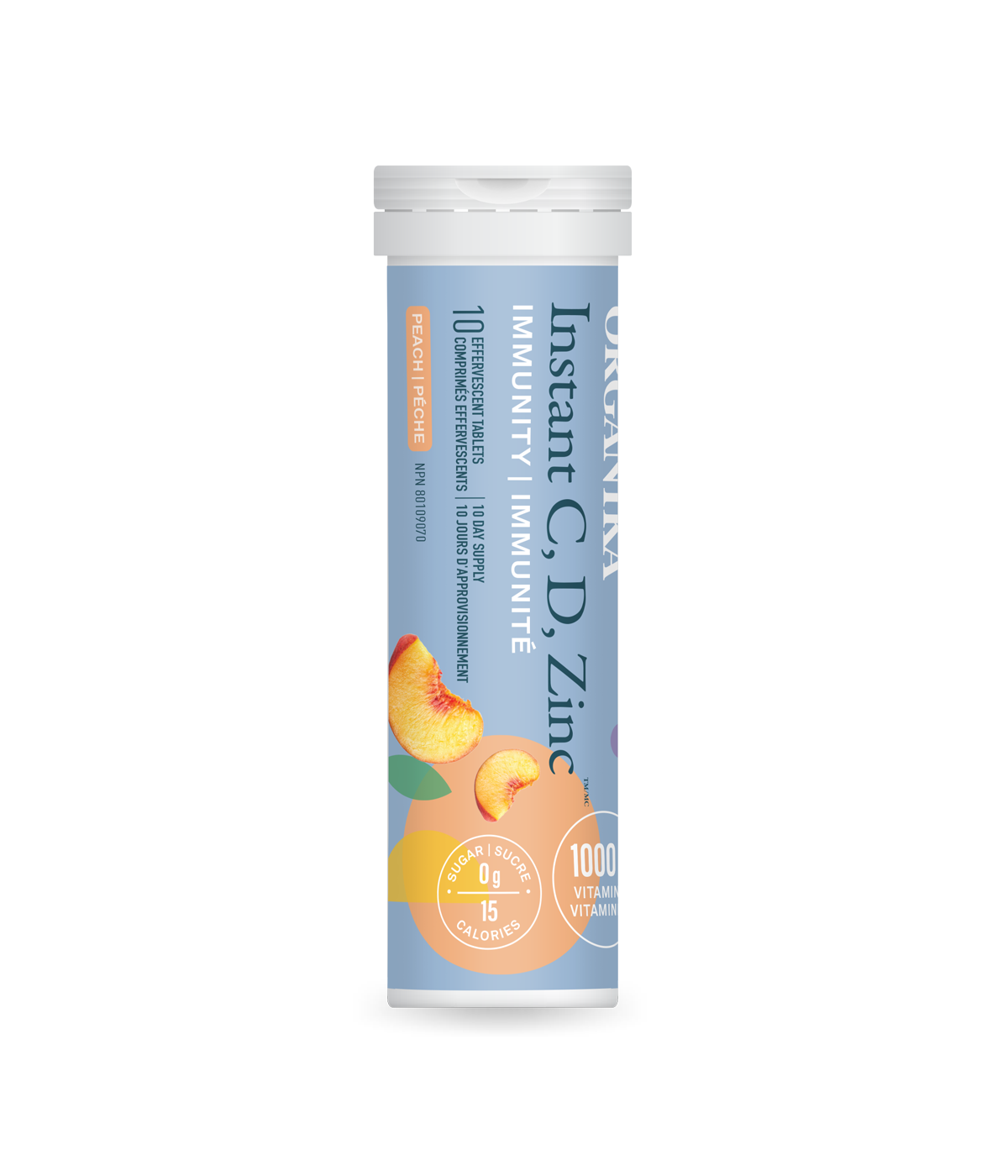 INSTANT IMMUNITY C + D + ZINC PEACH 10T