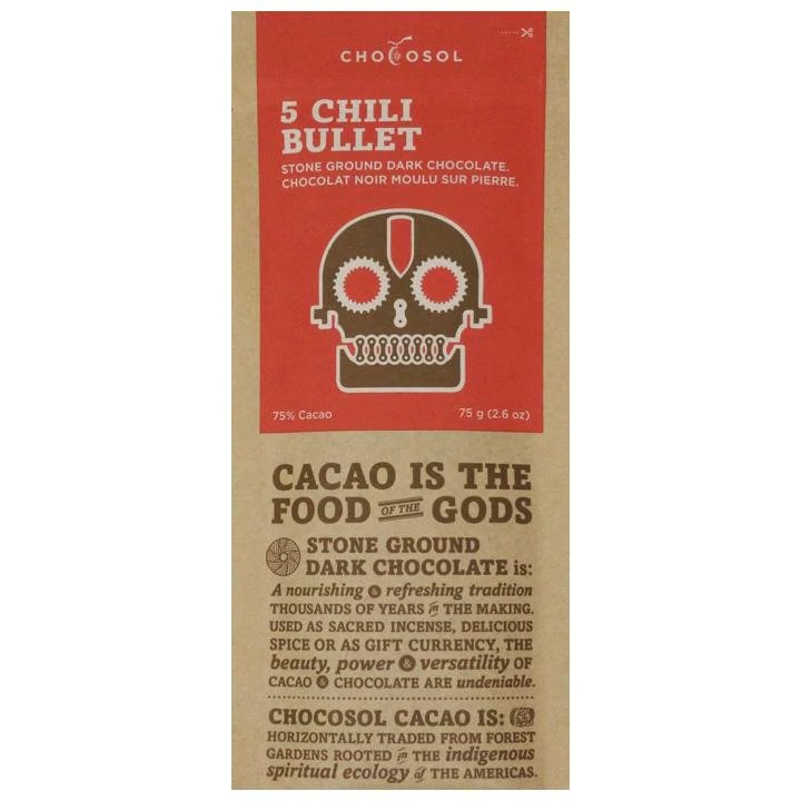 FIVE CHILI BULLET DARK CHOCOLATE BAR