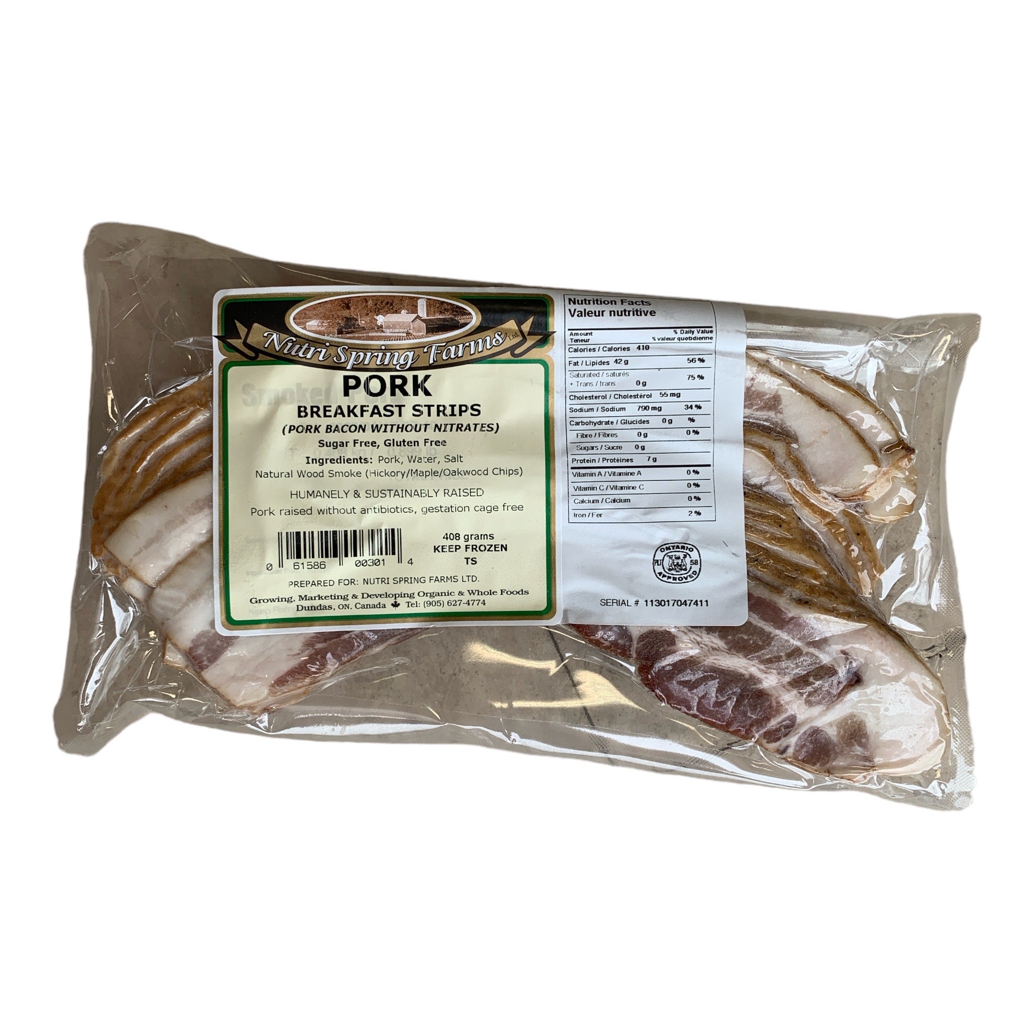 PORK BACON STRIPS 408G