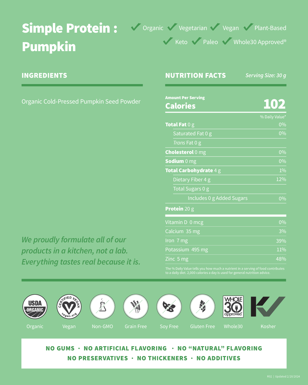 ORGANIC PUMPKIN SEED PROTEIN 1LB