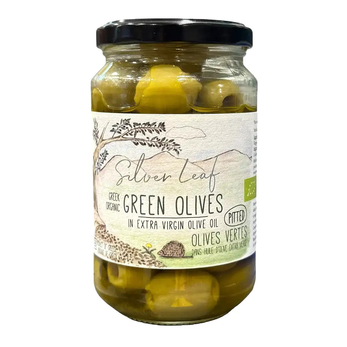 ORGANIC GREEK GREEN OLIVES PITTED