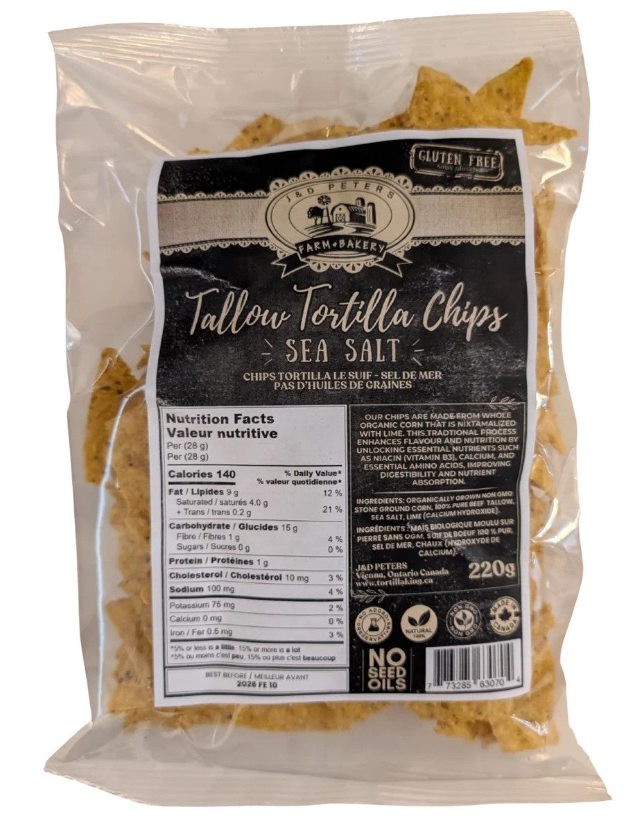 TALLOW TORTILLA CHIPS SEA SALT 220G