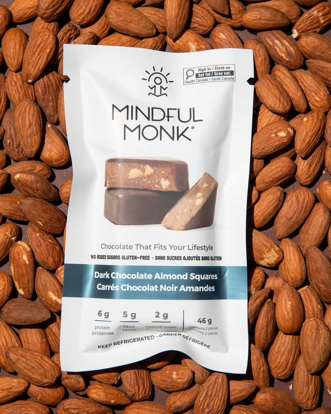 DARK CHOCOLATE ALMOND SQUARES 46G