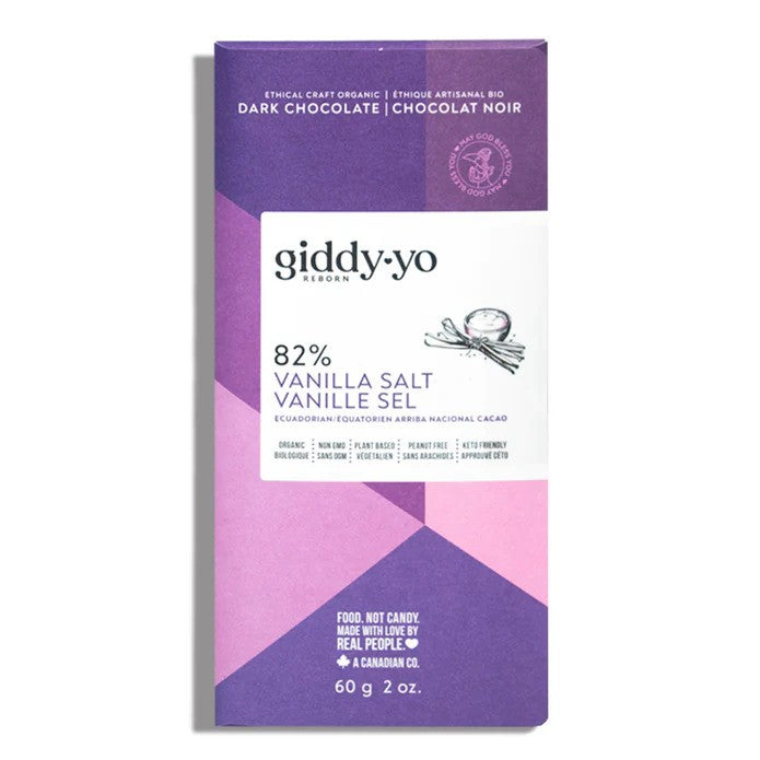 VANILLA SALT 82% DARK CHOCOLATE BAR 60G