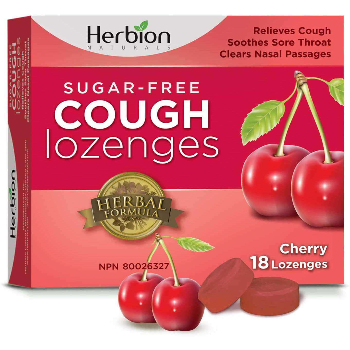 SUGAR-FREE CHERRY COUGH DROPS 18CT