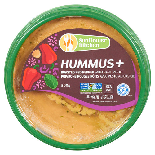 HUMMUS+ ROASTED RED PEPPER WITH BASIL PESTO 300G