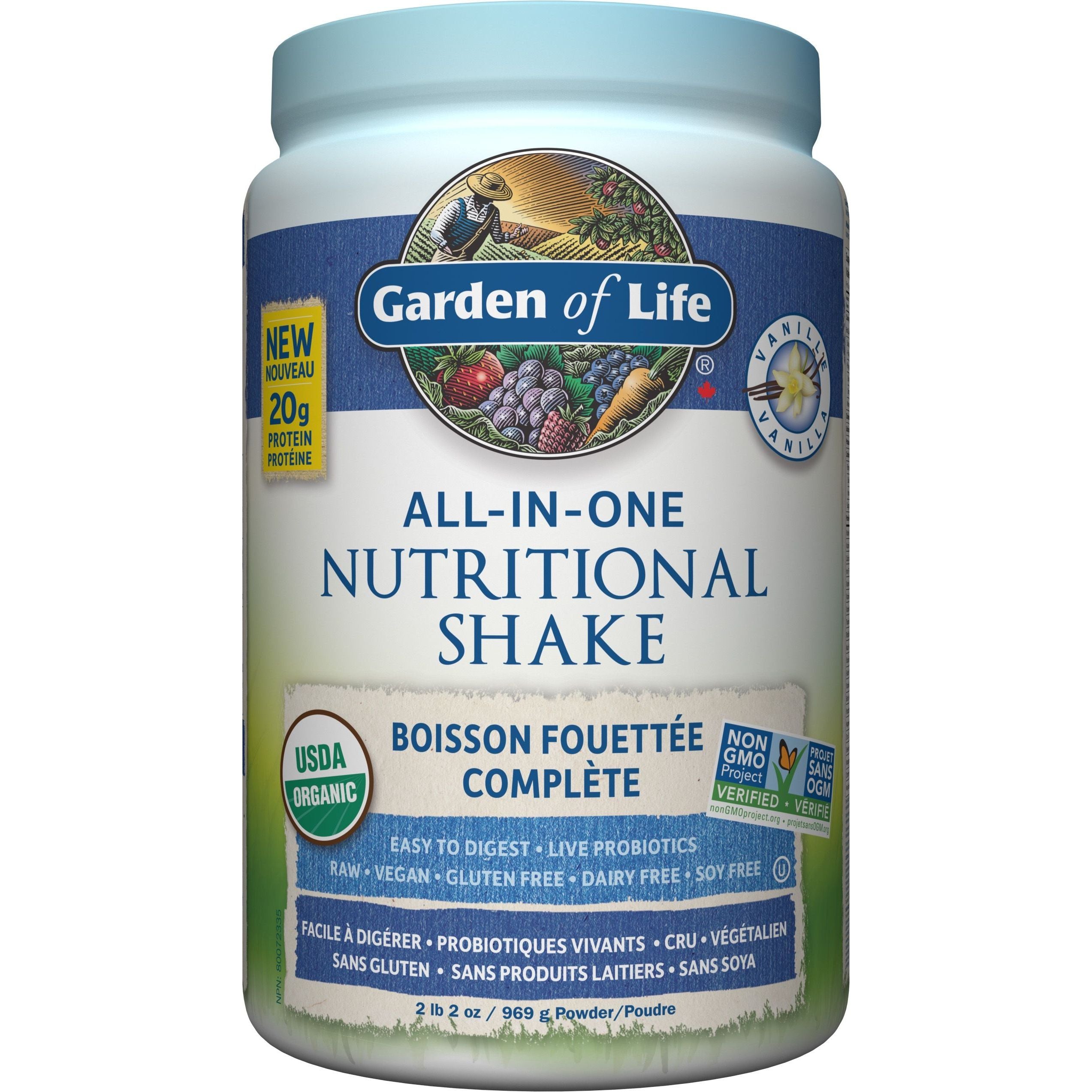 ORGANIC ALL-IN-ONE NUTRITIONAL SHAKE VANILLA 969G