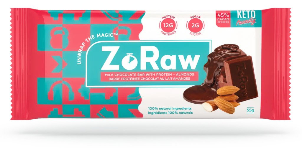MILK CHOCOLATE BAR WITH PROTEIN & ALMONDS 55G