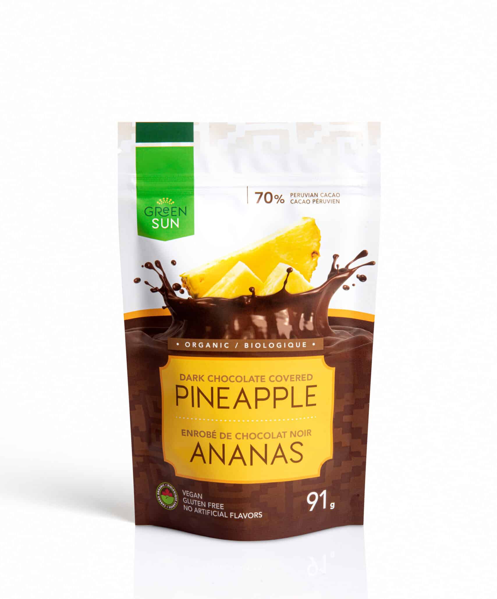 ORGANIC DARK CHOCOLATE COVERED PINEAPPLE 91G