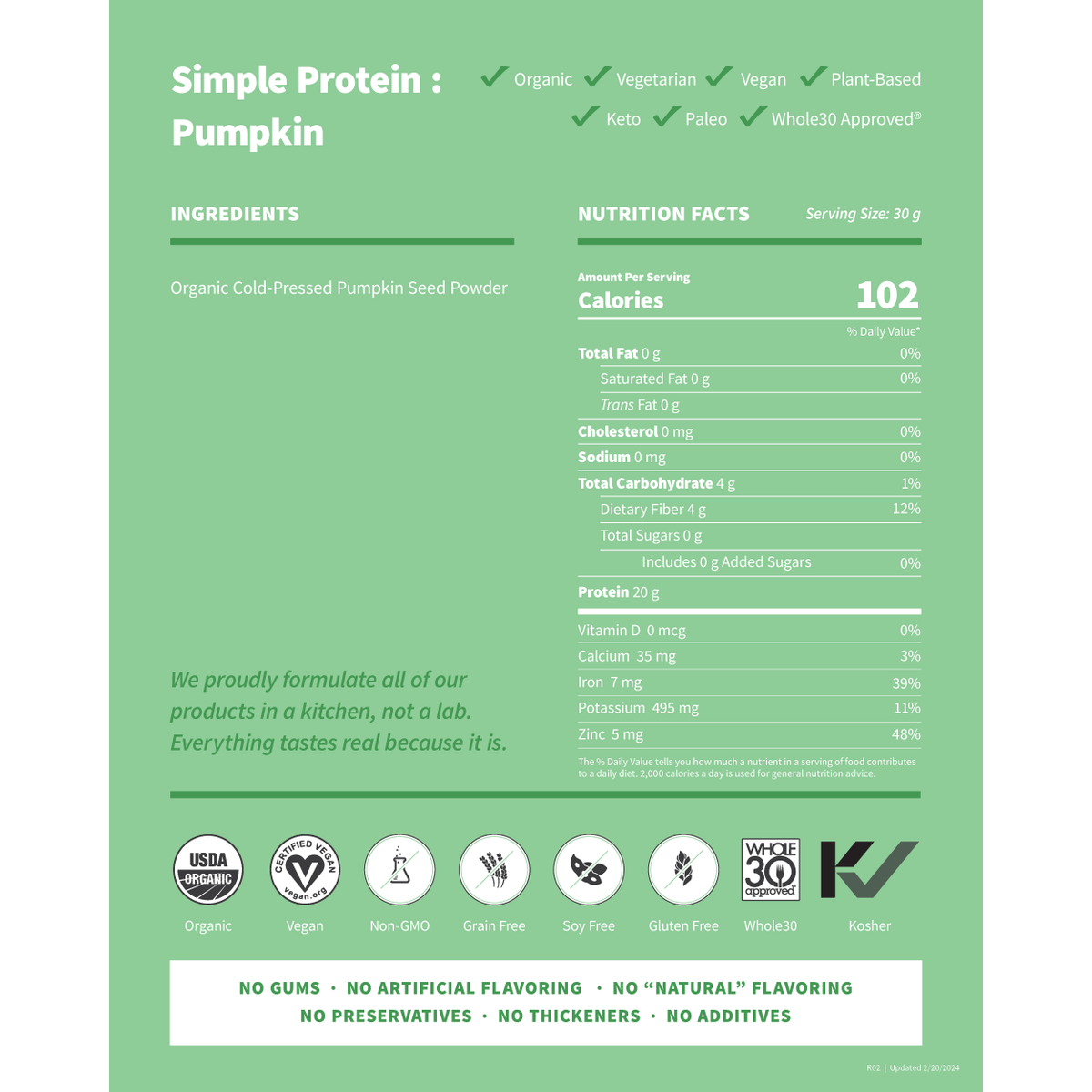 ORGANIC PUMPKIN SEED PROTEIN 1LB