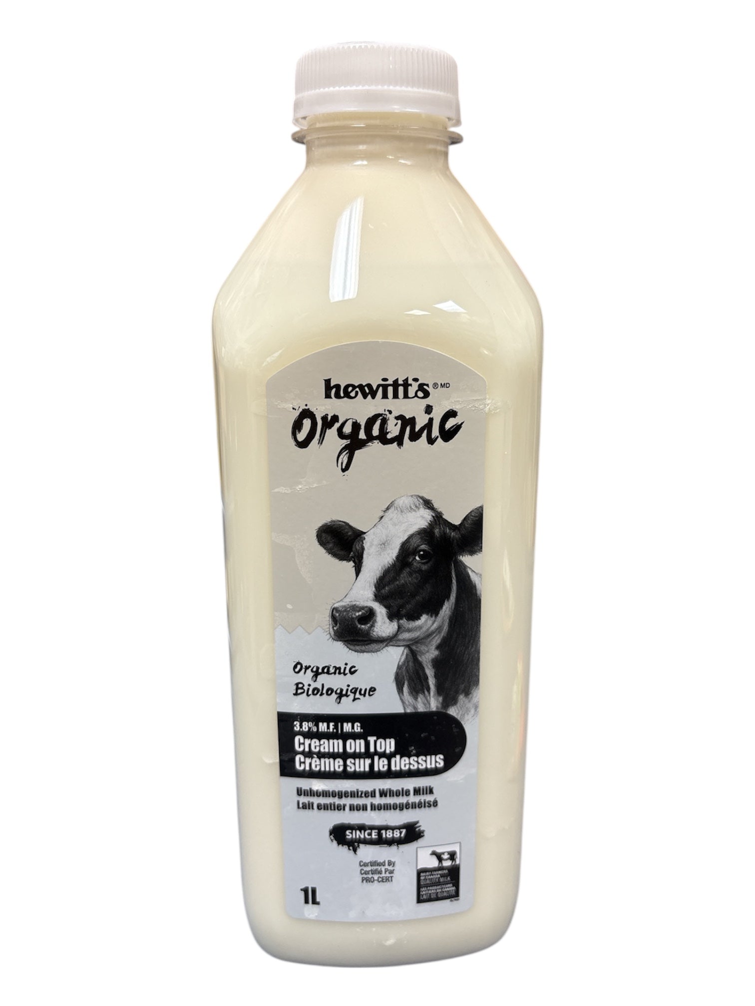 ORGANIC MILK 3.8% UNHOMOGENIZED 1L