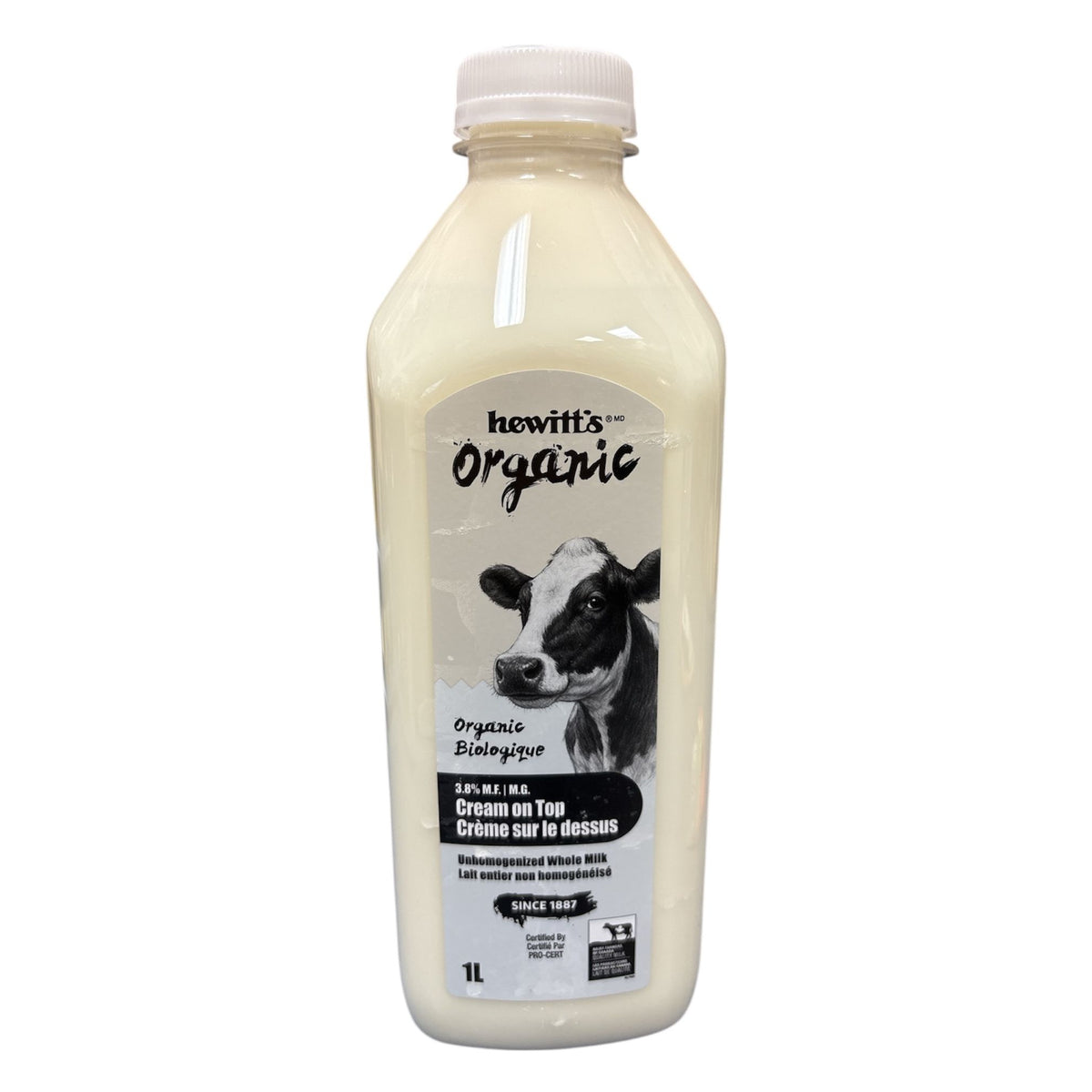 ORGANIC MILK 3.8% UNHOMOGENIZED 1L