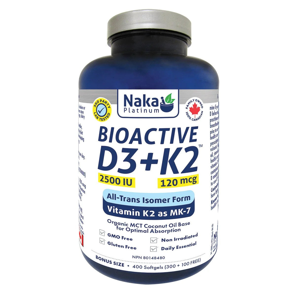 PLATINUM VITAMIN D3 2500IU + K2 400SG
