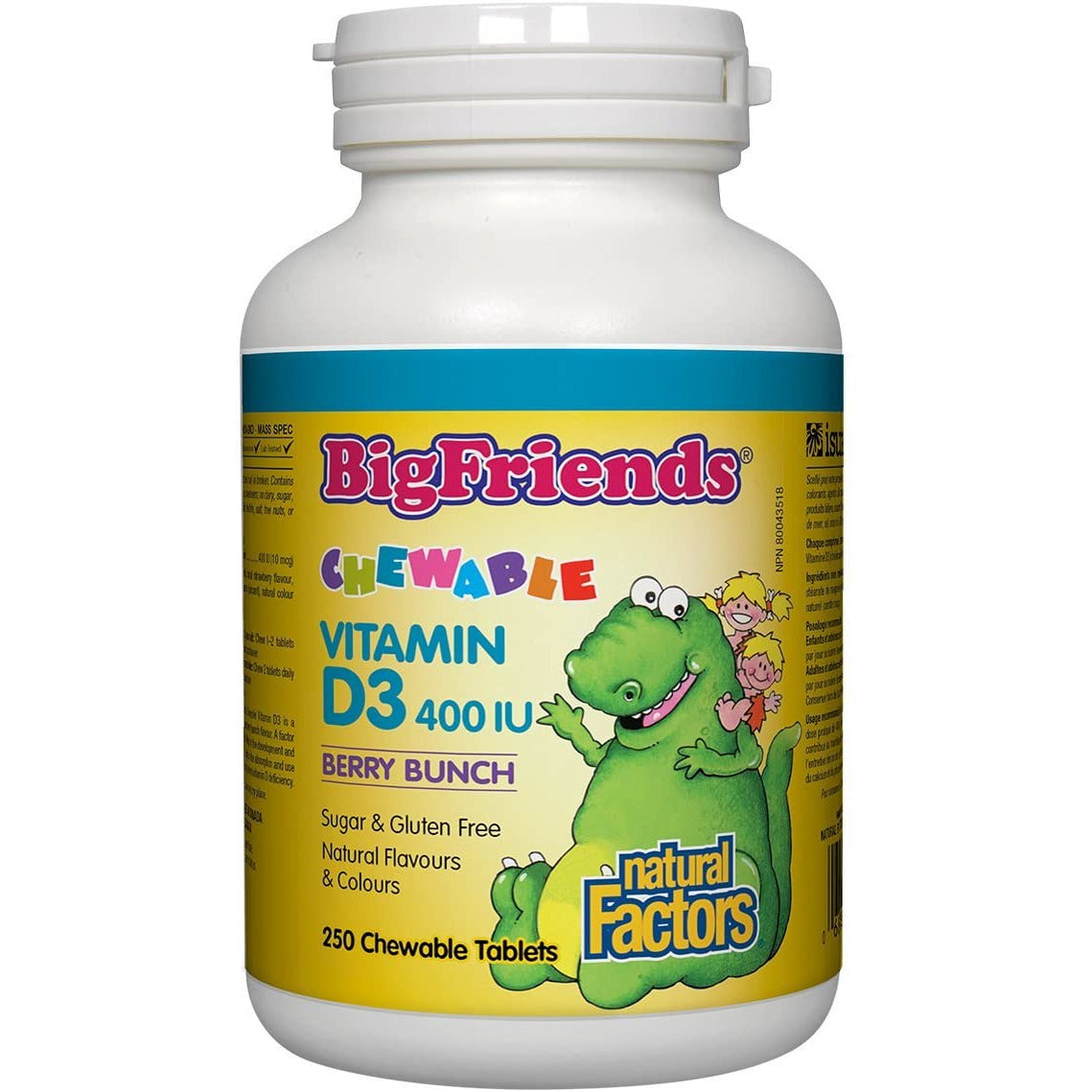 BIG FRIENDS KIDS VITAMIN D3 400IU 250 CHEWS